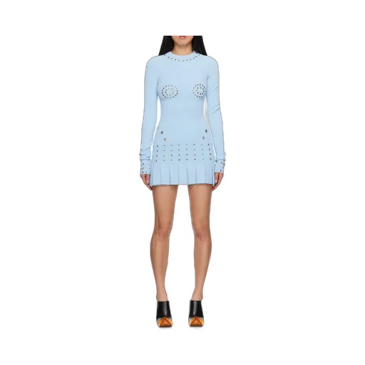 Eyelet-Embellished Fitted Minidress