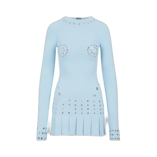 Eyelet-Embellished Fitted Minidress