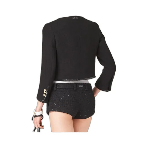 Miu Miu Sequined Crewneck Button-Up Jacket