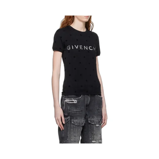 Givenchy All-Over Logo Motif Patch Mesh Shirt