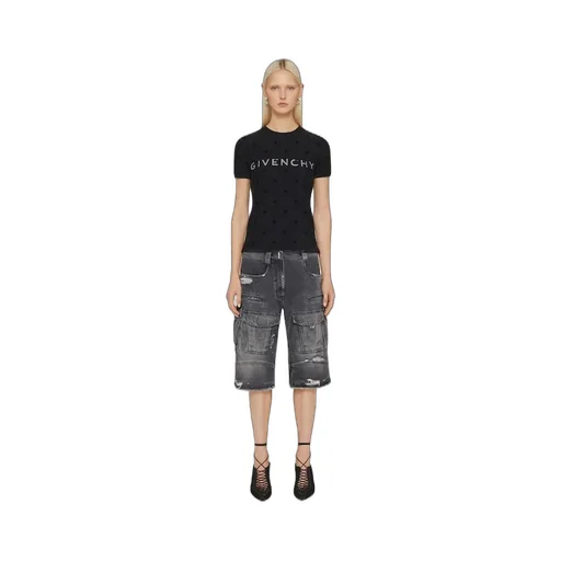 Givenchy All-Over Logo Motif Patch Mesh Shirt