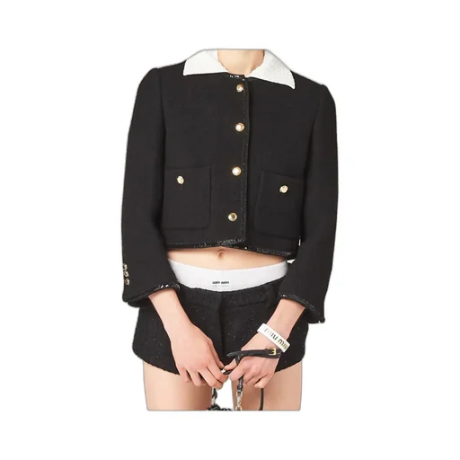 Miu Miu Sequined Crewneck Button-Up Jacket