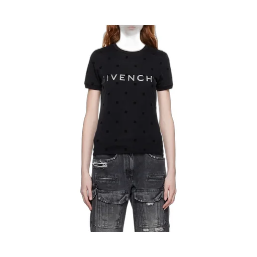 Givenchy All-Over Logo Motif Patch Mesh Shirt
