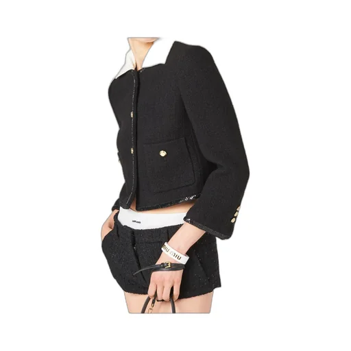 Miu Miu Sequined Crewneck Button-Up Jacket
