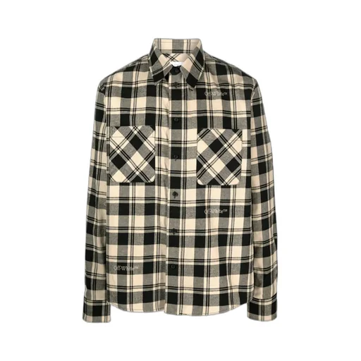 Off-White Checked Long-Sleeved Flannel Shirt