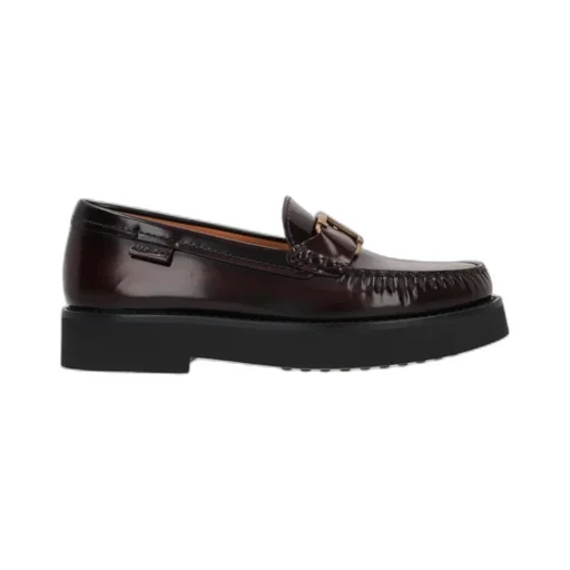 Tod's Logo Plaque Round Toe Loafers