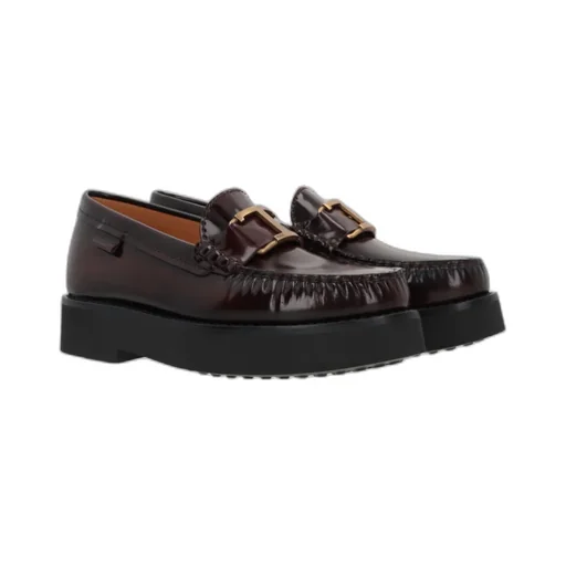 Tod's Logo Plaque Round Toe Loafers