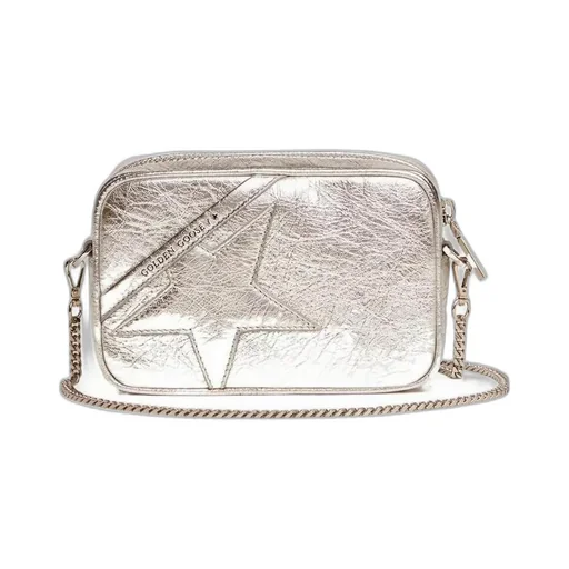 Mini Star Bag In Silver Laminated Leather With Tone-On-Tone Star