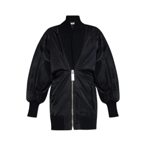Off-White Ruched Puff-Sleeved Dress