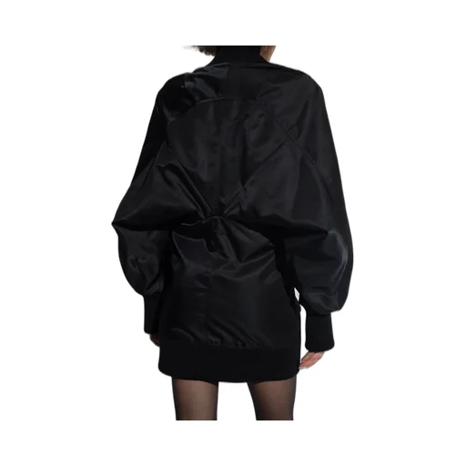 Off-White Ruched Puff-Sleeved Dress