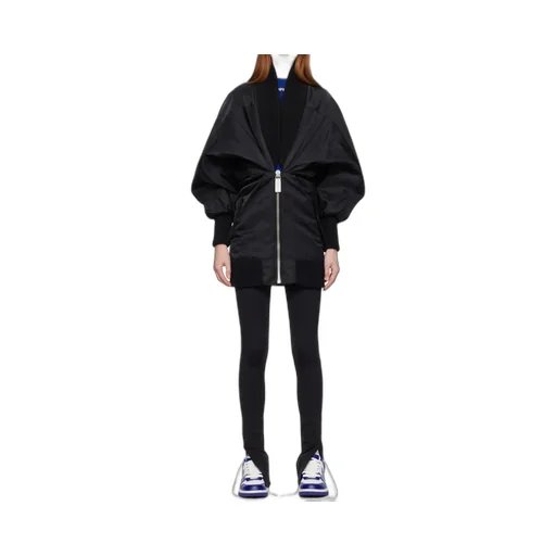 Off-White Ruched Puff-Sleeved Dress