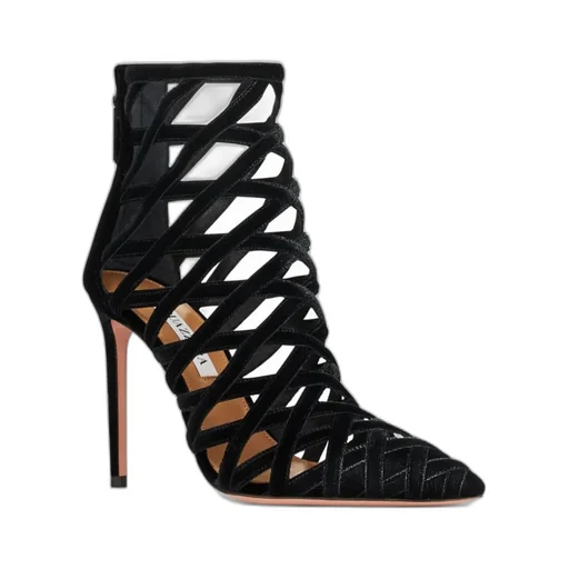 Aquazzura Interwoven Cut-Out Velvet Boots