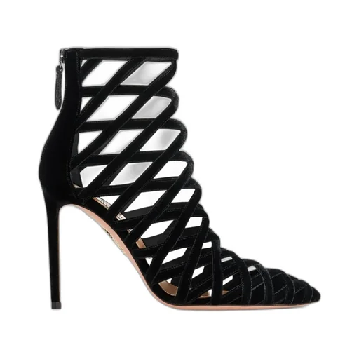 Aquazzura Interwoven Cut-Out Velvet Boots