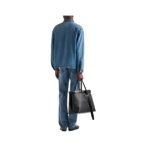 Prada Buttoned Logo Plaque Denim Shirt
