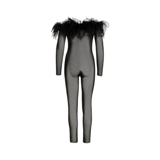 Feather-Trim Stretch-Jumpsuit