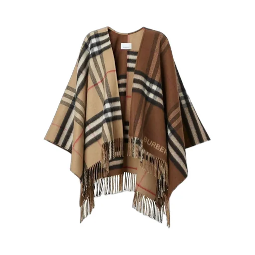 Burberry Checked Fringed-Edge Cape