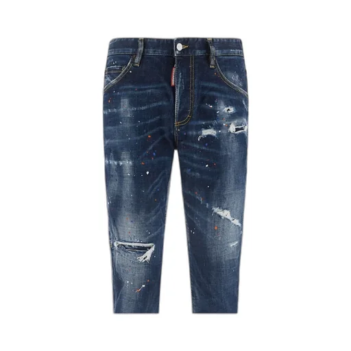 Distressed Paint-Splatter Jeans