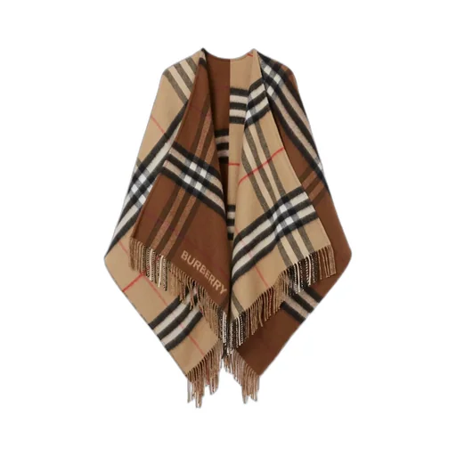 Burberry Checked Fringed-Edge Cape