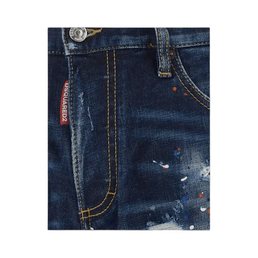 Distressed Paint-Splatter Jeans