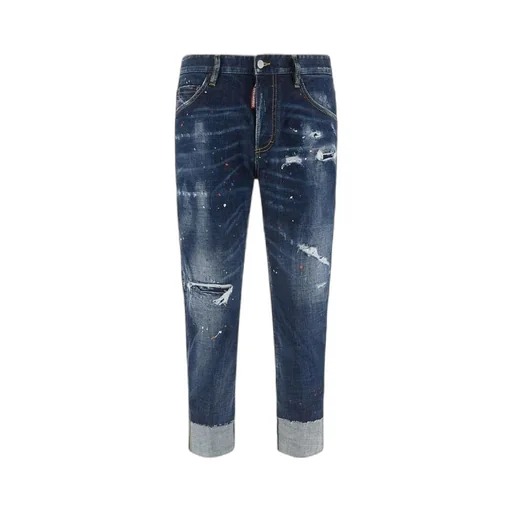 Distressed Paint-Splatter Jeans