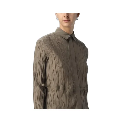 Tie-Waist Crinkled Shirt