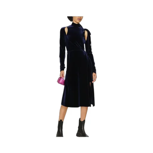 Cut-Out Velvet Wrap Dress