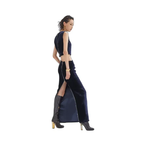 Fendi Zip-Detailed Velvet Skirt