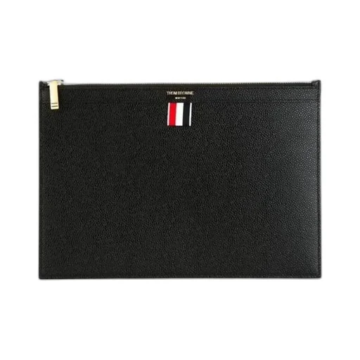 Thom Browne Logo Printed Zipped Clutch Bag