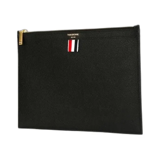 Thom Browne Logo Printed Zipped Clutch Bag