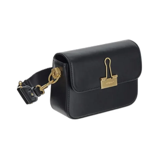 Off-White Binder Foldover Top Shoulder Bag