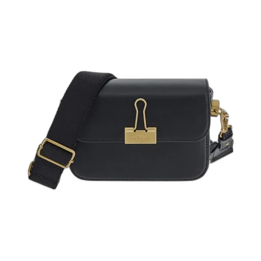 Off-White Binder Foldover Top Shoulder Bag