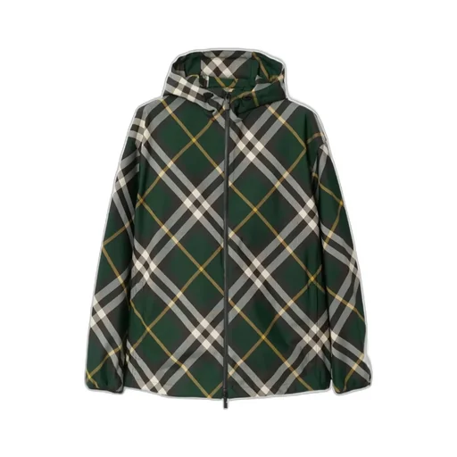 Burberry Logo Embroidered Checkered Zip-Up Jacket