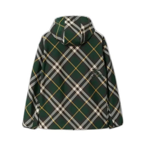 Burberry Logo Embroidered Checkered Zip-Up Jacket