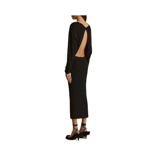 Khaite The Trina Long-Sleeved Open-Back Midi Dress