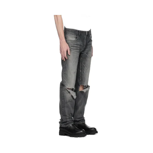 Straight Jeans In Destroyed Denim