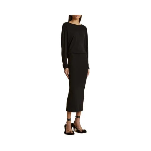 Khaite The Trina Long-Sleeved Open-Back Midi Dress