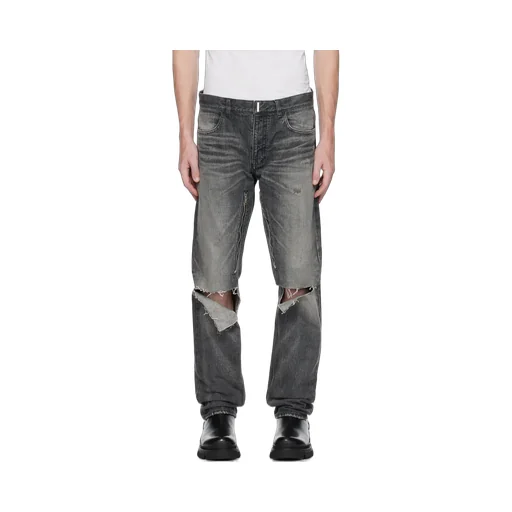 Straight Jeans In Destroyed Denim