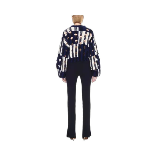 Off-White Shibori Distressed Crewneck Long-Sleeved Jumper
