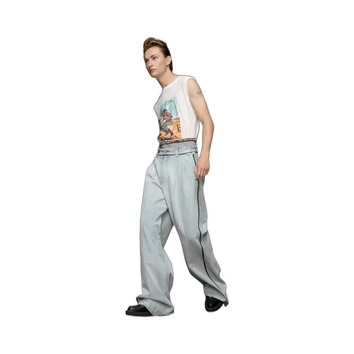 Maison Margiela Memory Wide-Leg Pleated Jeans