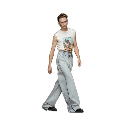 Maison Margiela Memory Wide-Leg Pleated Jeans