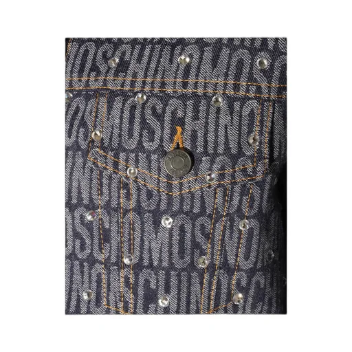 Moschino Allover Logo Rhinestone Button-Up Jacket