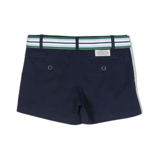 Ralph Lauren Kids Stripe-Printed Belted Logo Patch Shorts