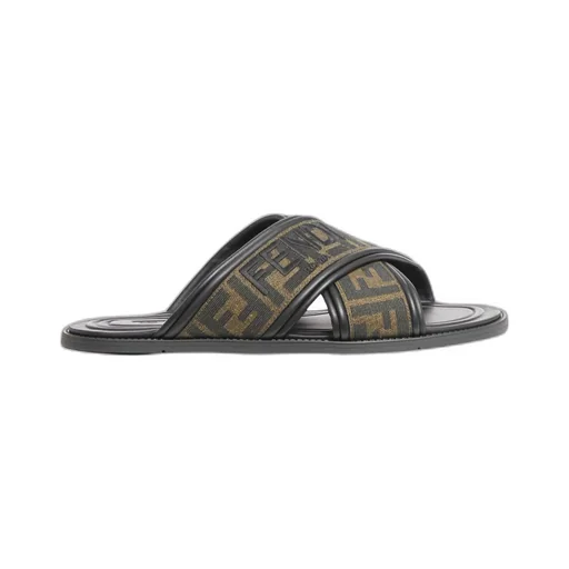 Fendi Ff Logo Detail Crossed Slides