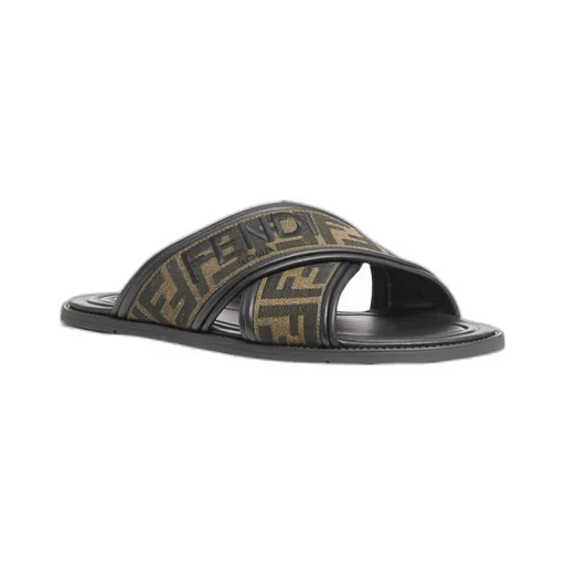Fendi Ff Logo Detail Crossed Slides