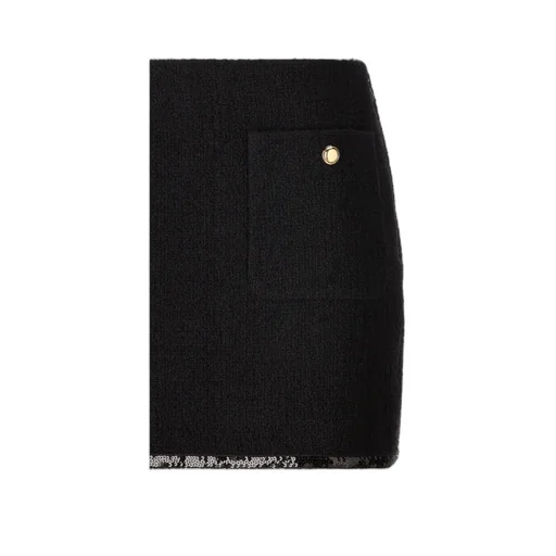 Miu Miu Logo-Patch Sequin-Trim Mini Skirt