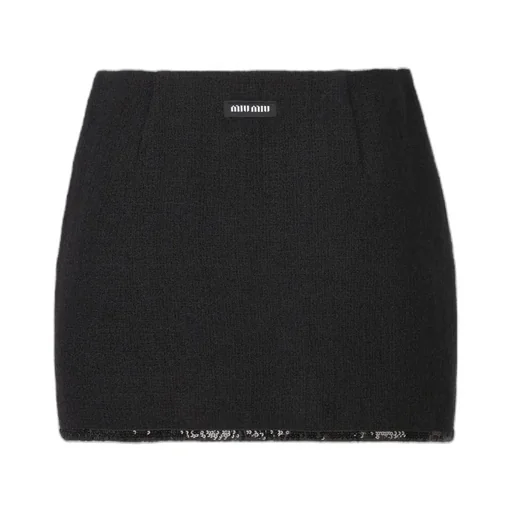 Miu Miu Logo-Patch Sequin-Trim Mini Skirt