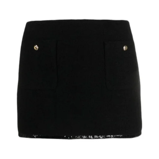 Miu Miu Logo-Patch Sequin-Trim Mini Skirt