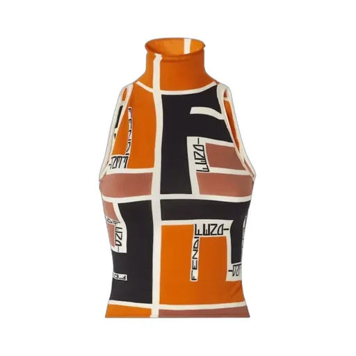 Fendi Mockneck Sleeveless Top