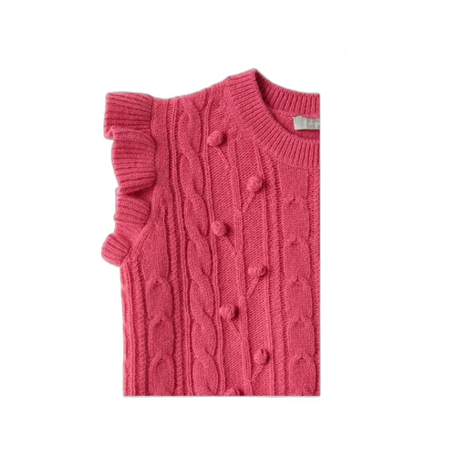 Il Gufo Pompom Detailed Tricot-Knit Gilet