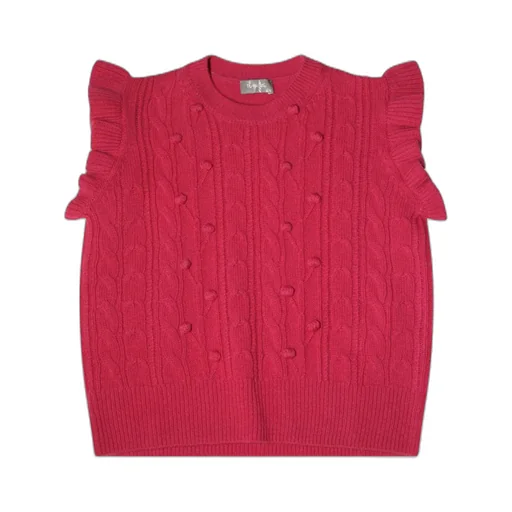 Il Gufo Pompom Detailed Tricot-Knit Gilet